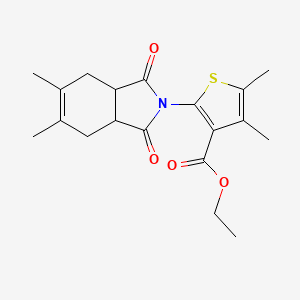 molecular formula C19H23NO4S B2598755 ethyl 2-(5,6-dimethyl-1,3-dioxo-1,3,3a,4,7,7a-hexahydro-2H-isoindol-2-yl)-4,5-dimethylthiophene-3-carboxylate CAS No. 302804-45-1
