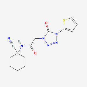 molecular formula C14H16N6O2S B2598767 N-(1-cyanocyclohexyl)-2-(5-oxo-4-thiophen-2-yltetrazol-1-yl)acetamide CAS No. 931651-15-9