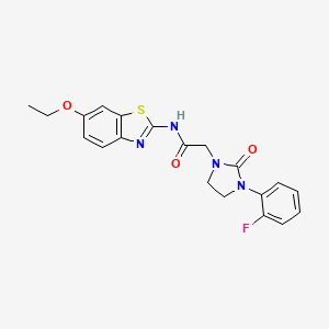 molecular formula C20H19FN4O3S B2598770 N-(6-ethoxybenzo[d]thiazol-2-yl)-2-(3-(2-fluorophenyl)-2-oxoimidazolidin-1-yl)acetamide CAS No. 1251698-60-8