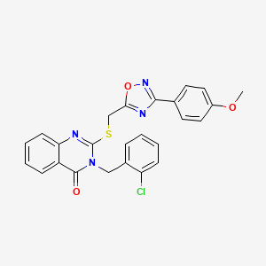 molecular formula C25H19ClN4O3S B2598773 3-(2-chlorobenzyl)-2-(((3-(4-methoxyphenyl)-1,2,4-oxadiazol-5-yl)methyl)thio)quinazolin-4(3H)-one CAS No. 2034400-49-0