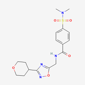 molecular formula C17H22N4O5S B2598774 4-(N,N-二甲基磺酰胺基)-N-((3-(四氢-2H-吡喃-4-基)-1,2,4-噁二唑-5-基)甲基)苯甲酰胺 CAS No. 2034227-12-6