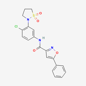 molecular formula C19H16ClN3O4S B2598777 N-(4-chloro-3-(1,1-dioxidoisothiazolidin-2-yl)phenyl)-5-phenylisoxazole-3-carboxamide CAS No. 1207003-95-9