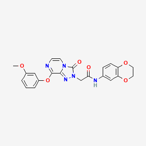 molecular formula C22H19N5O6 B2598786 2-[4-(cyclopentylamino)-2-oxoquinazolin-1(2H)-yl]-N-(3-methoxybenzyl)acetamide CAS No. 1251633-75-6