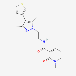 molecular formula C18H20N4O2S B2598787 N-(2-(3,5-dimethyl-4-(thiophen-3-yl)-1H-pyrazol-1-yl)ethyl)-1-methyl-2-oxo-1,2-dihydropyridine-3-carboxamide CAS No. 2034555-92-3