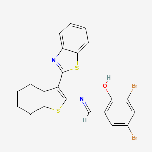 molecular formula C22H16Br2N2OS2 B2598791 (E)-2-(((3-(苯并[d]噻唑-2-基)-4,5,6,7-四氢苯并[b]噻吩-2-基)亚亚甲基)-4,6-二溴苯酚 CAS No. 392246-28-5