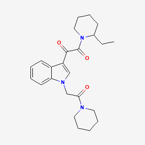 molecular formula C24H31N3O3 B2598792 1-(2-乙基哌啶-1-基)-2-(1-(2-氧代-2-(哌啶-1-基)乙基)-1H-吲哚-3-基)乙烷-1,2-二酮 CAS No. 872860-66-7