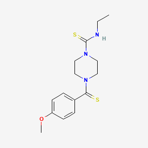 molecular formula C15H21N3OS2 B2598802 N-ethyl-4-(4-methoxybenzenecarbothioyl)piperazine-1-carbothioamide CAS No. 887197-44-6
