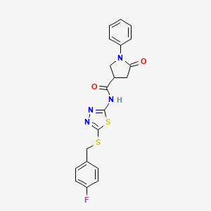 B2598830 N-(5-((4-fluorobenzyl)thio)-1,3,4-thiadiazol-2-yl)-5-oxo-1-phenylpyrrolidine-3-carboxamide CAS No. 872594-74-6