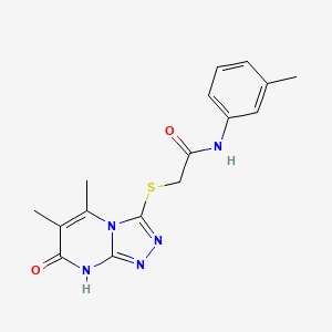 molecular formula C16H17N5O2S B2598842 2-((5,6-dimethyl-7-oxo-7,8-dihydro-[1,2,4]triazolo[4,3-a]pyrimidin-3-yl)thio)-N-(m-tolyl)acetamide CAS No. 891129-26-3