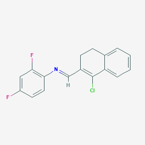 molecular formula C17H12ClF2N B2598844 N-[(E)-(1-chloro-3,4-dihydro-2-naphthalenyl)methylidene]-2,4-difluoroaniline CAS No. 861208-84-6