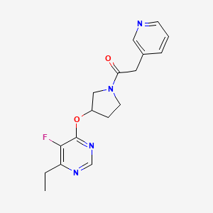 molecular formula C17H19FN4O2 B2598846 1-(3-((6-Ethyl-5-fluoropyrimidin-4-yl)oxy)pyrrolidin-1-yl)-2-(pyridin-3-yl)ethanone CAS No. 2034393-40-1