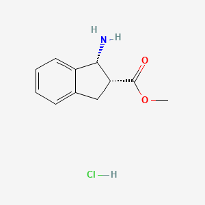 molecular formula C11H14ClNO2 B2598849 Methyl (1R,2R)-1-amino-2,3-dihydro-1H-indene-2-carboxylate;hydrochloride CAS No. 55270-00-3