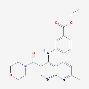 molecular formula C23H24N4O4 B2598850 Ethyl 3-{[7-methyl-3-(morpholine-4-carbonyl)-1,8-naphthyridin-4-yl]amino}benzoate CAS No. 1251627-44-7