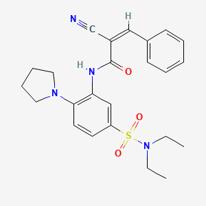 (Z)-2-Cyano-N-[5-(diethylsulfamoyl)-2-pyrrolidin-1-ylphenyl]-3-phenylprop-2-enamide