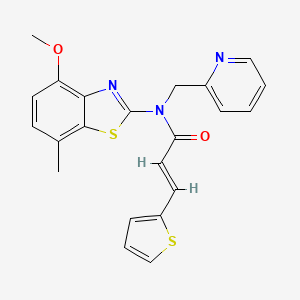 (E)-N-(4-methoxy-7-methylbenzo[d]thiazol-2-yl)-N-(pyridin-2-ylmethyl)-3-(thiophen-2-yl)acrylamide