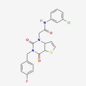 molecular formula C21H15ClFN3O3S B2598918 N-(3-chlorophenyl)-2-{3-[(4-fluorophenyl)methyl]-2,4-dioxo-1H,2H,3H,4H-thieno[3,2-d]pyrimidin-1-yl}acetamide CAS No. 879139-40-9