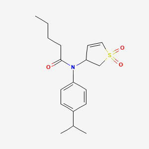 molecular formula C18H25NO3S B2599007 N-(1,1-dioxido-2,3-dihydrothiophen-3-yl)-N-(4-isopropylphenyl)pentanamide CAS No. 863444-47-7