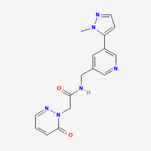 molecular formula C16H16N6O2 B2599082 N-{[5-(1-methyl-1H-pyrazol-5-yl)pyridin-3-yl]methyl}-2-(6-oxo-1,6-dihydropyridazin-1-yl)acetamide CAS No. 2320417-81-8