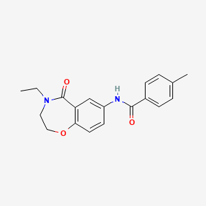 molecular formula C19H20N2O3 B2599086 N-(4-ethyl-5-oxo-2,3,4,5-tetrahydro-1,4-benzoxazepin-7-yl)-4-methylbenzamide CAS No. 922055-25-2
