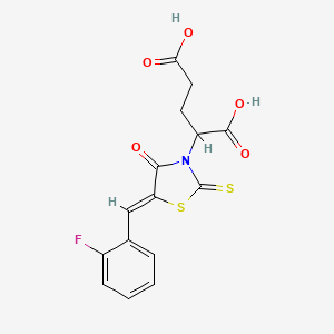 2-[(5Z)-5-[(2-fluorophenyl)methylidene]-4-oxo-2-sulfanylidene-1,3-thiazolidin-3-yl]pentanedioic acid