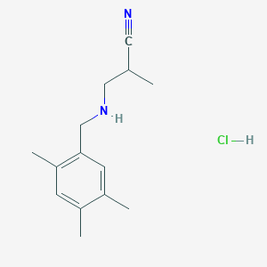 2-Methyl-3-[(2,4,5-trimethylphenyl)methylamino]propanenitrile;hydrochloride
