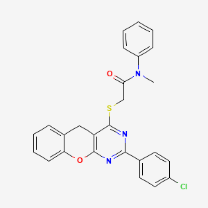 molecular formula C26H20ClN3O2S B2599152 2-{[2-(4-CHLOROPHENYL)-5H-CHROMENO[2,3-D]PYRIMIDIN-4-YL]SULFANYL}-N-METHYL-N-PHENYLACETAMIDE CAS No. 872206-61-6
