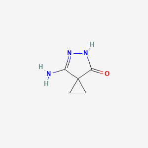 molecular formula C5H7N3O B2599170 7-Amino-5,6-diazaspiro[2.4]hept-6-en-4-one CAS No. 2416230-66-3