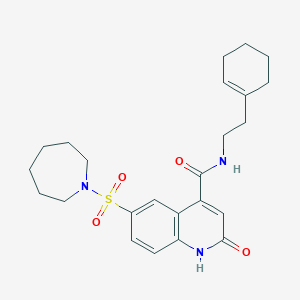6-(azepan-1-ylsulfonyl)-N-[2-(cyclohexen-1-yl)ethyl]-2-oxo-1H-quinoline-4-carboxamide