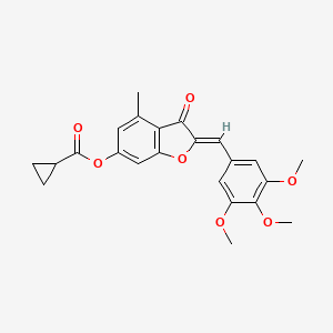 molecular formula C23H22O7 B2599191 (Z)-4-methyl-3-oxo-2-(3,4,5-trimethoxybenzylidene)-2,3-dihydrobenzofuran-6-yl cyclopropanecarboxylate CAS No. 903859-81-4