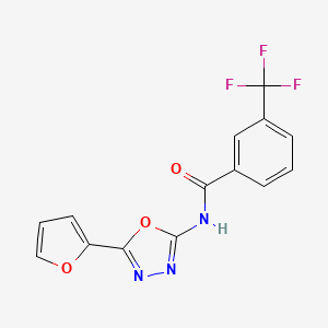 molecular formula C14H8F3N3O3 B2599194 N-[5-(furan-2-yl)-1,3,4-oxadiazol-2-yl]-3-(trifluoromethyl)benzamide CAS No. 887883-49-0