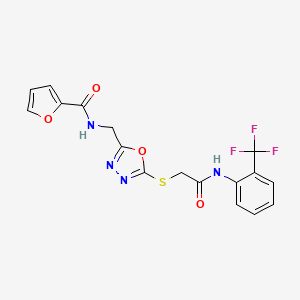 molecular formula C17H13F3N4O4S B2599211 N-({5-[({[2-(TRIFLUOROMETHYL)PHENYL]CARBAMOYL}METHYL)SULFANYL]-1,3,4-OXADIAZOL-2-YL}METHYL)FURAN-2-CARBOXAMIDE CAS No. 851862-11-8