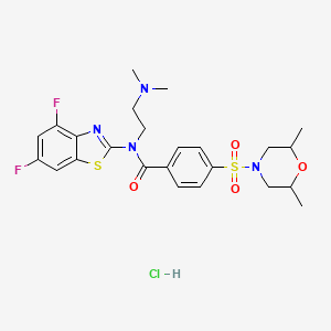 molecular formula C24H29ClF2N4O4S2 B2599253 N-(4,6-difluoro-1,3-benzothiazol-2-yl)-N-[2-(dimethylamino)ethyl]-4-[(2,6-dimethylmorpholin-4-yl)sulfonyl]benzamide hydrochloride CAS No. 1322264-64-1
