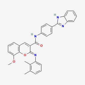 molecular formula C32H26N4O3 B2599296 (2Z)-N-[4-(1H-benzimidazol-2-yl)phenyl]-2-[(2,3-dimethylphenyl)imino]-8-methoxy-2H-chromene-3-carboxamide CAS No. 478342-93-7