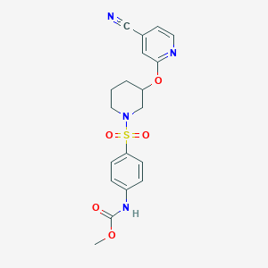 molecular formula C19H20N4O5S B2599314 Methyl (4-((3-((4-cyanopyridin-2-yl)oxy)piperidin-1-yl)sulfonyl)phenyl)carbamate CAS No. 2034498-89-8