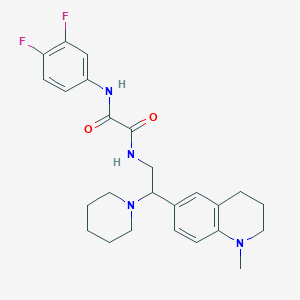 molecular formula C25H30F2N4O2 B2599347 N'-(3,4-difluorophenyl)-N-[2-(1-methyl-1,2,3,4-tetrahydroquinolin-6-yl)-2-(piperidin-1-yl)ethyl]ethanediamide CAS No. 922092-69-1