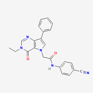 molecular formula C23H19N5O2 B2599354 N-(4-cyanophenyl)-2-{3-ethyl-4-oxo-7-phenyl-3H,4H,5H-pyrrolo[3,2-d]pyrimidin-5-yl}acetamide CAS No. 1251689-56-1