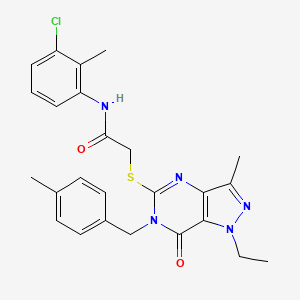 N-(3-chloro-2-methylphenyl)-2-({1-ethyl-3-methyl-6-[(4-methylphenyl)methyl]-7-oxo-1H,6H,7H-pyrazolo[4,3-d]pyrimidin-5-yl}sulfanyl)acetamide
