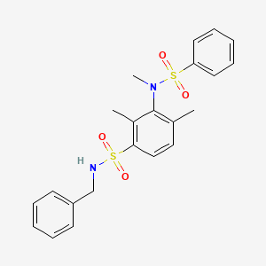 molecular formula C22H24N2O4S2 B2599377 N-benzyl-2,4-dimethyl-3-(N-methylphenylsulfonamido)benzenesulfonamide CAS No. 923192-54-5