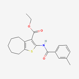 molecular formula C20H23NO3S B2599422 ETHYL 2-(3-METHYLBENZAMIDO)-4H,5H,6H,7H,8H-CYCLOHEPTA[B]THIOPHENE-3-CARBOXYLATE CAS No. 329068-44-2