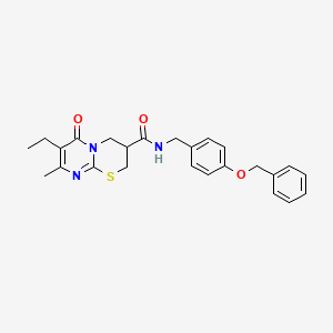 molecular formula C25H27N3O3S B2599486 N-(4-(benzyloxy)benzyl)-7-ethyl-8-methyl-6-oxo-2,3,4,6-tetrahydropyrimido[2,1-b][1,3]thiazine-3-carboxamide CAS No. 1421445-78-4