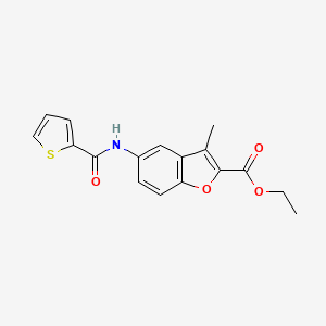 molecular formula C17H15NO4S B2599515 ETHYL 3-METHYL-5-(THIOPHENE-2-AMIDO)-1-BENZOFURAN-2-CARBOXYLATE CAS No. 923147-20-0
