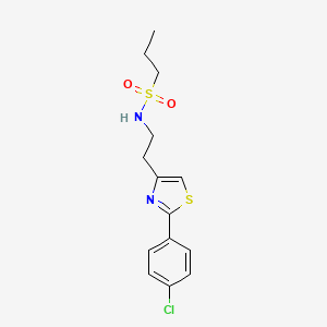 molecular formula C14H17ClN2O2S2 B2599605 N-{2-[2-(4-chlorophenyl)-1,3-thiazol-4-yl]ethyl}-1-propanesulfonamide CAS No. 946375-72-0