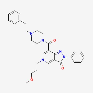 molecular formula C29H33N5O3 B2599682 5-(3-methoxypropyl)-2-phenyl-7-[4-(2-phenylethyl)piperazine-1-carbonyl]-2H,3H,5H-pyrazolo[4,3-c]pyridin-3-one CAS No. 1040650-73-4