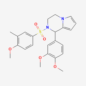 molecular formula C23H26N2O5S B2599683 1-(3,4-Dimethoxyphenyl)-2-((4-methoxy-3-methylphenyl)sulfonyl)-1,2,3,4-tetrahydropyrrolo[1,2-a]pyrazine CAS No. 900011-74-7