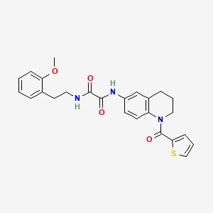molecular formula C25H25N3O4S B2599691 N'-[2-(2-methoxyphenyl)ethyl]-N-[1-(thiophene-2-carbonyl)-1,2,3,4-tetrahydroquinolin-6-yl]ethanediamide CAS No. 899735-80-9