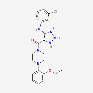molecular formula C21H23ClN6O2 B2599718 N-(3-chlorophenyl)-4-[4-(2-ethoxyphenyl)piperazine-1-carbonyl]-1H-1,2,3-triazol-5-amine CAS No. 1291873-71-6