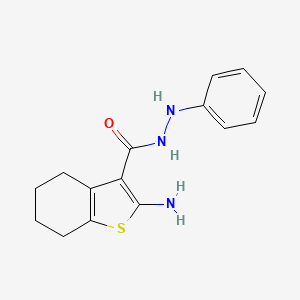 molecular formula C15H17N3OS B2599740 2-amino-N'-phenyl-4,5,6,7-tetrahydro-1-benzothiophene-3-carbohydrazide CAS No. 861444-02-2