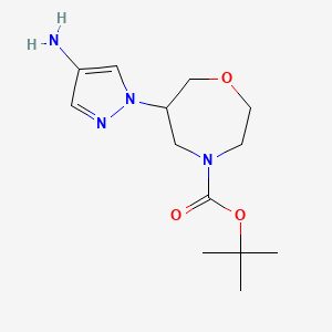 molecular formula C13H22N4O3 B2599749 tert-butyl6-(4-amino-1H-pyrazol-1-yl)-1,4-oxazepane-4-carboxylate CAS No. 2305254-80-0