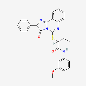 molecular formula C27H24N4O3S B2599772 N-(3-methoxyphenyl)-2-({3-oxo-2-phenyl-2H,3H-imidazo[1,2-c]quinazolin-5-yl}sulfanyl)butanamide CAS No. 957532-35-3