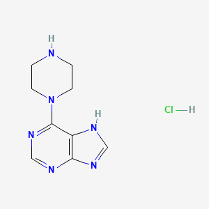 molecular formula C9H13ClN6 B2599773 6-(piperazin-1-yl)-9H-purine hydrochloride CAS No. 1179486-17-9